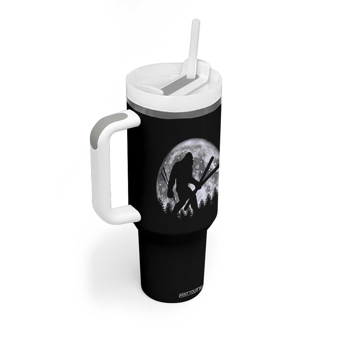 Funny Skiing Bigfoot Ski Winter Sport Moon Tumbler With Handle TS11 Print Your Wear