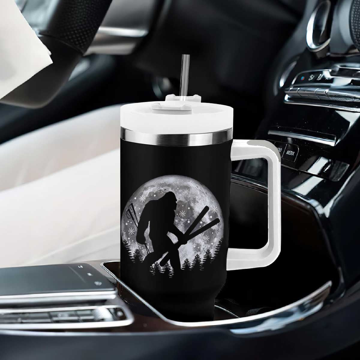 Funny Skiing Bigfoot Ski Winter Sport Moon Tumbler With Handle TS11 Print Your Wear