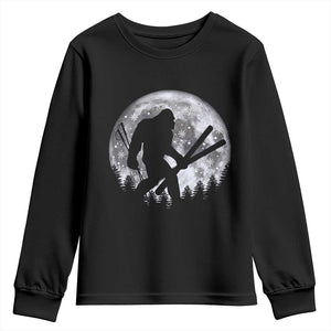Funny Skiing Bigfoot Ski Winter Sport Moon Youth Sweatshirt TS11 Black Print Your Wear