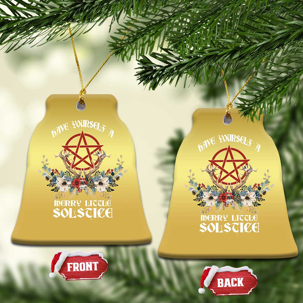 Have Yourself A Merry Little Solstice Christmas Ornament Yule Pagan Xmas Pentagram TS11 Bell Flake Gold Print Your Wear