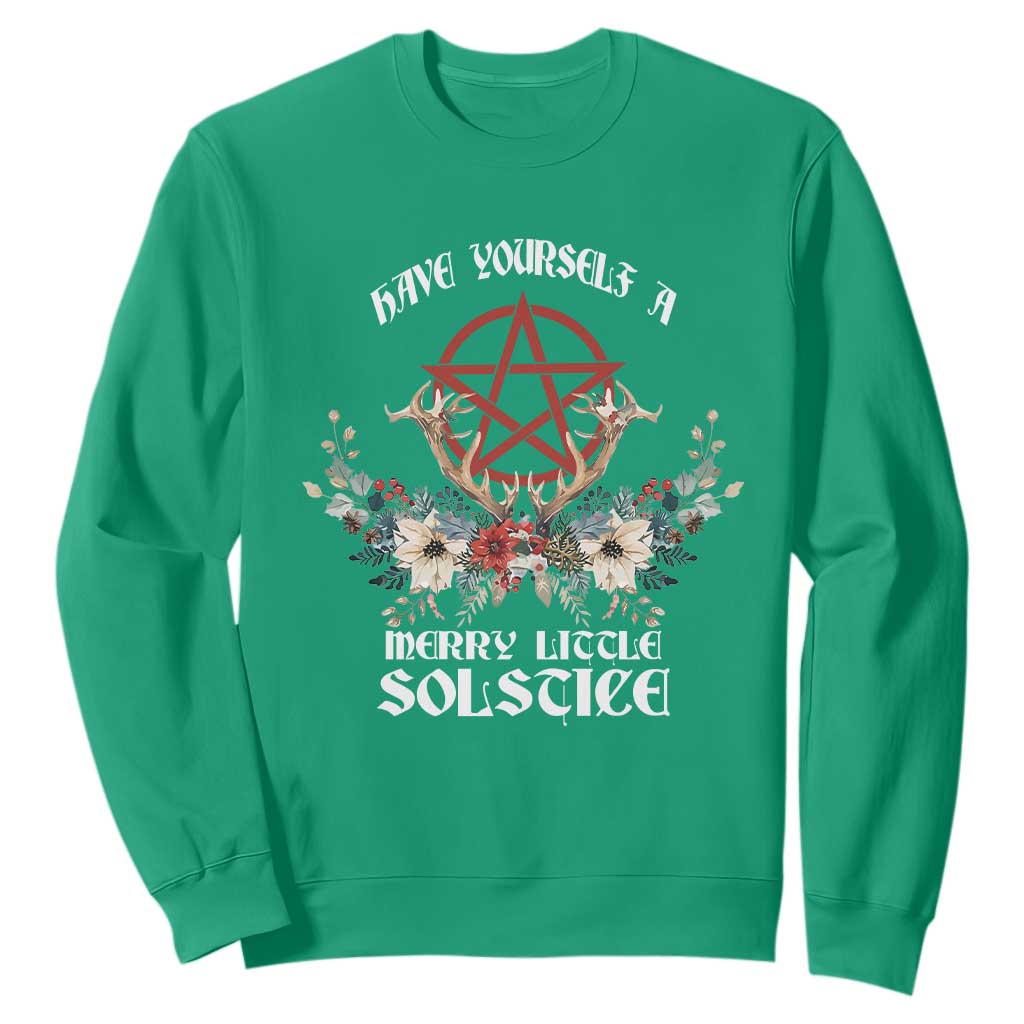 Have Yourself A Merry Little Solstice Sweatshirt Yule Pagan Christmas Pentagram TS11 Irish Green Print Your Wear