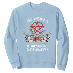 Have Yourself A Merry Little Solstice Sweatshirt Yule Pagan Christmas Pentagram TS11 Light Blue Print Your Wear
