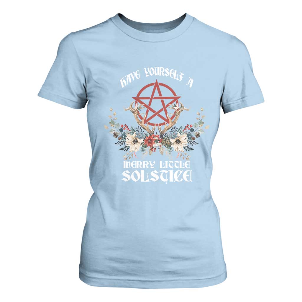 Have Yourself A Merry Little Solstice T Shirt For Women Yule Pagan Christmas Pentagram TS11 Light Blue Print Your Wear