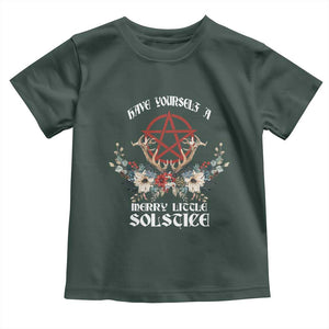 Have Yourself A Merry Little Solstice Toddler T Shirt Yule Pagan Christmas Pentagram TS11 Dark Forest Green Print Your Wear