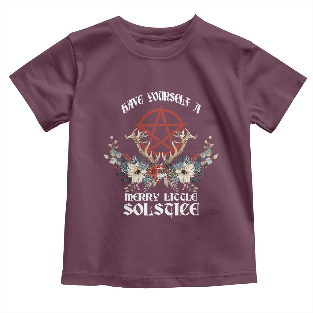 Have Yourself A Merry Little Solstice Toddler T Shirt Yule Pagan Christmas Pentagram TS11 Maroon Print Your Wear