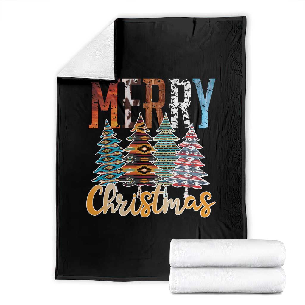 Merry Christmas Native American Xmas Tree Throw Blanket TS11 Black Print Your Wear