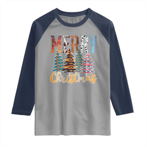 Merry Christmas Native American Xmas Tree Raglan Shirt TS11 Sport Gray Navy Print Your Wear