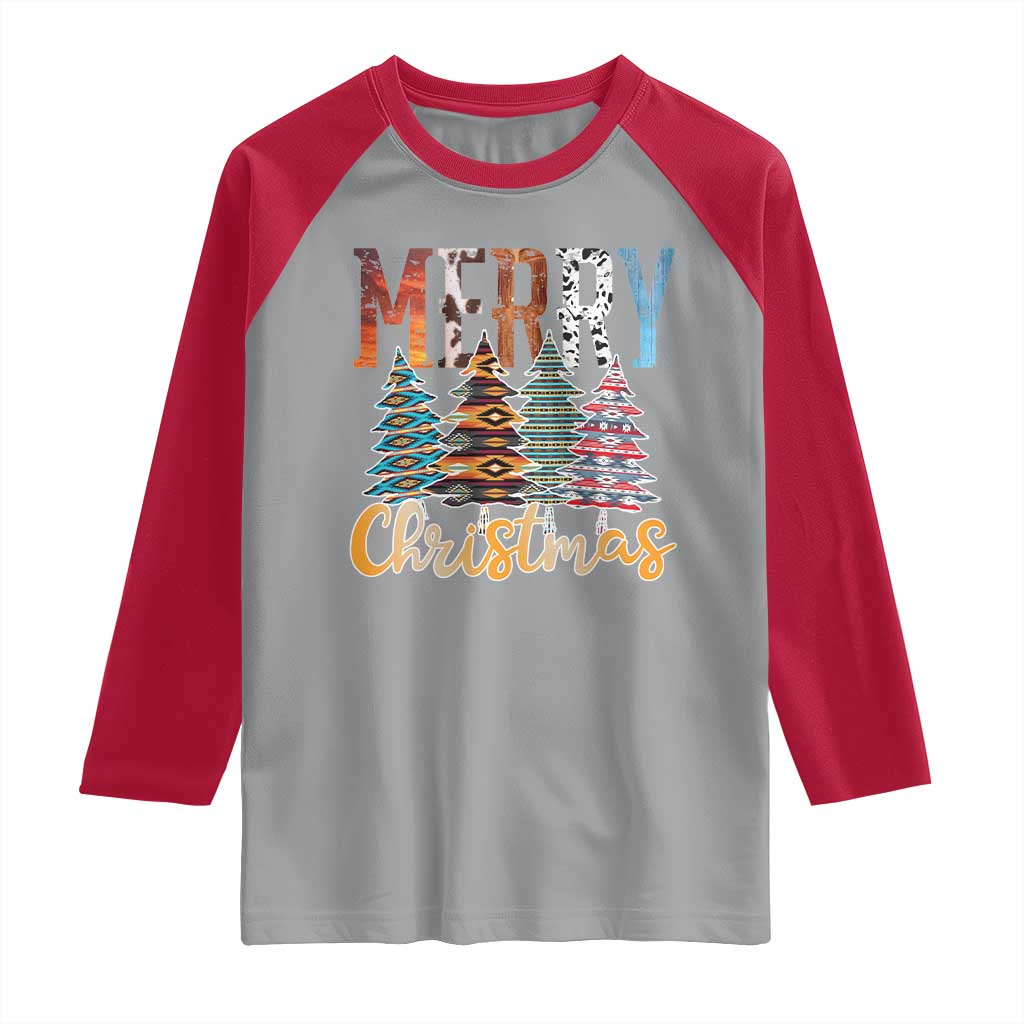 Merry Christmas Native American Xmas Tree Raglan Shirt TS11 Sport Gray Red Print Your Wear