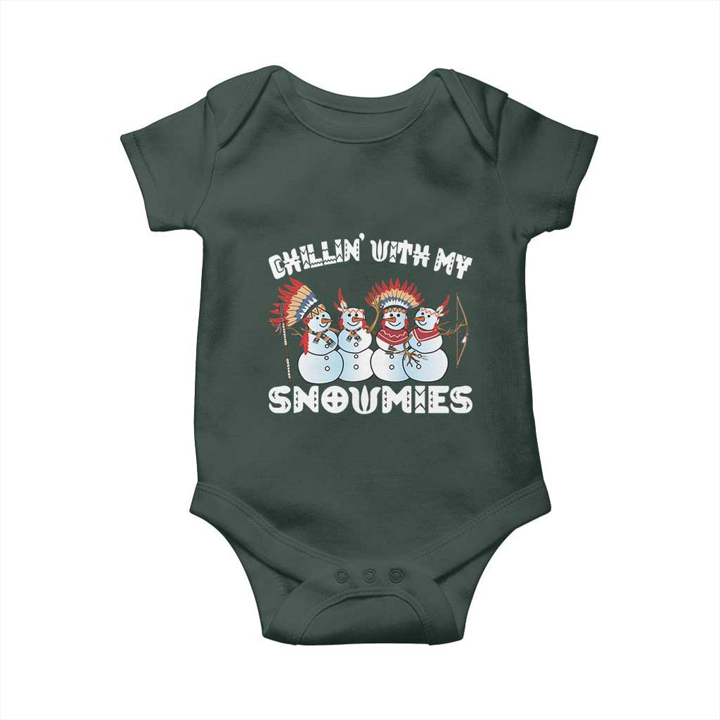 Funny Christmas Native American Baby Onesie Chillin' With My Snowmies Snowman Tribes TS11 Print Your Wear