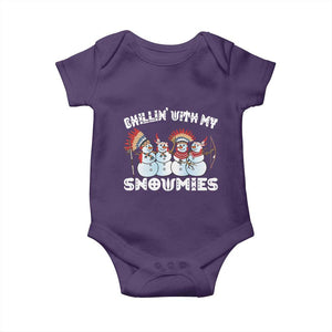 Funny Christmas Native American Baby Onesie Chillin' With My Snowmies Snowman Tribes TS11 Purple Print Your Wear