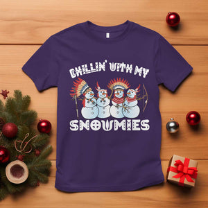 Funny Christmas Native American T Shirt Chillin' With My Snowmies Snowman Tribes TS11 Purple Print Your Wear