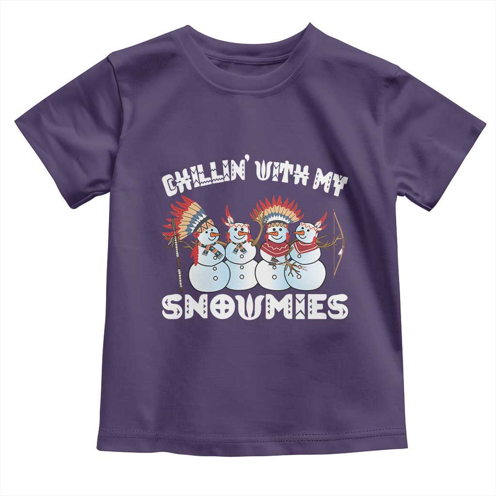 Funny Christmas Native American Toddler T Shirt Chillin' With My Snowmies Snowman Tribes TS11 Purple Print Your Wear