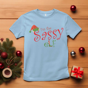 Funny Christmas Elf T Shirt I'm The Sassy Elf Family Matching TS11 Light Blue Print Your Wear