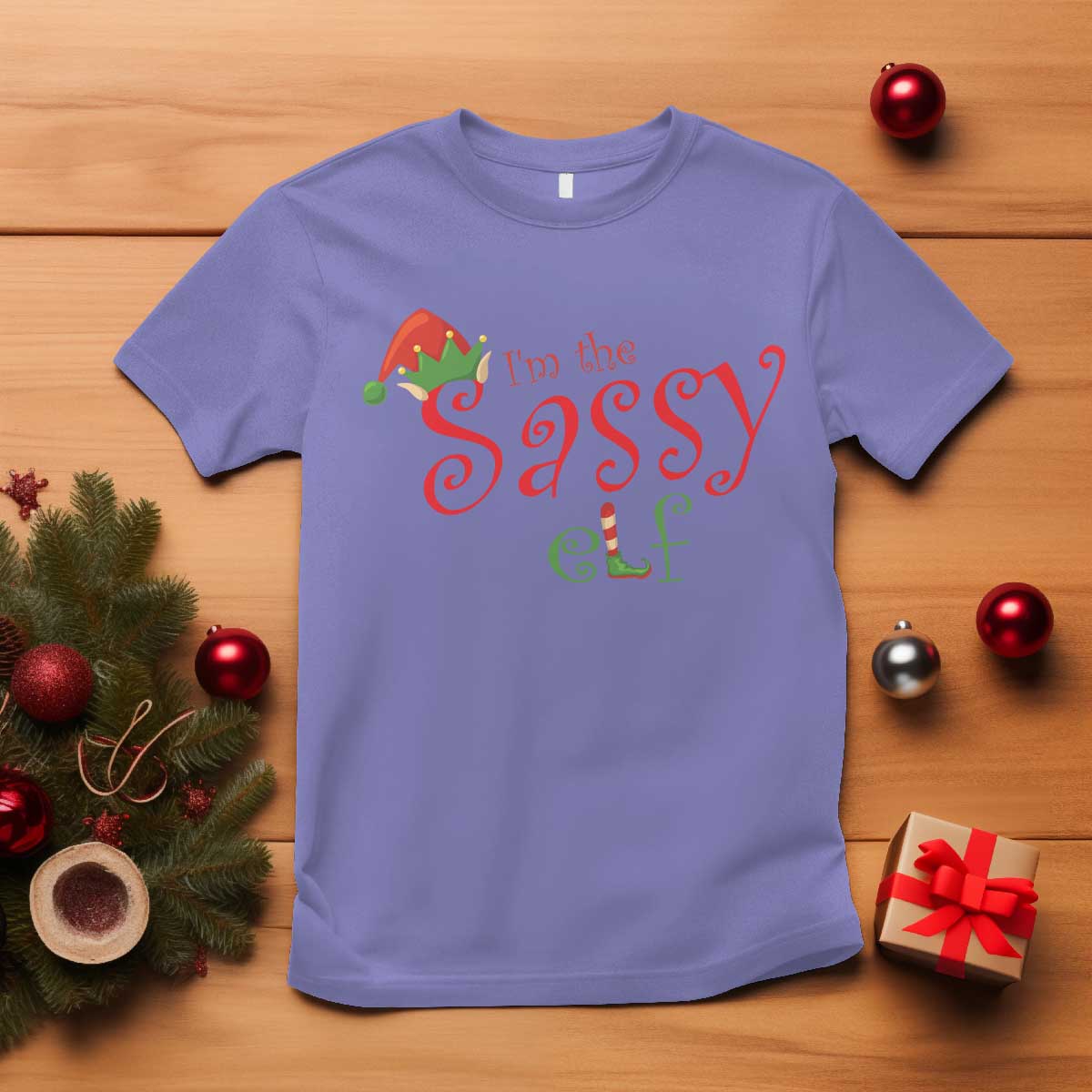 Funny Christmas Elf T Shirt I'm The Sassy Elf Family Matching TS11 Violet Print Your Wear