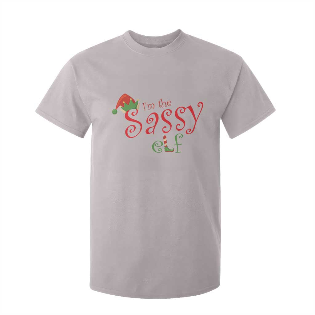 Funny Christmas Elf T Shirt For Kid I'm The Sassy Elf Family Matching TS11 Ice Gray Print Your Wear