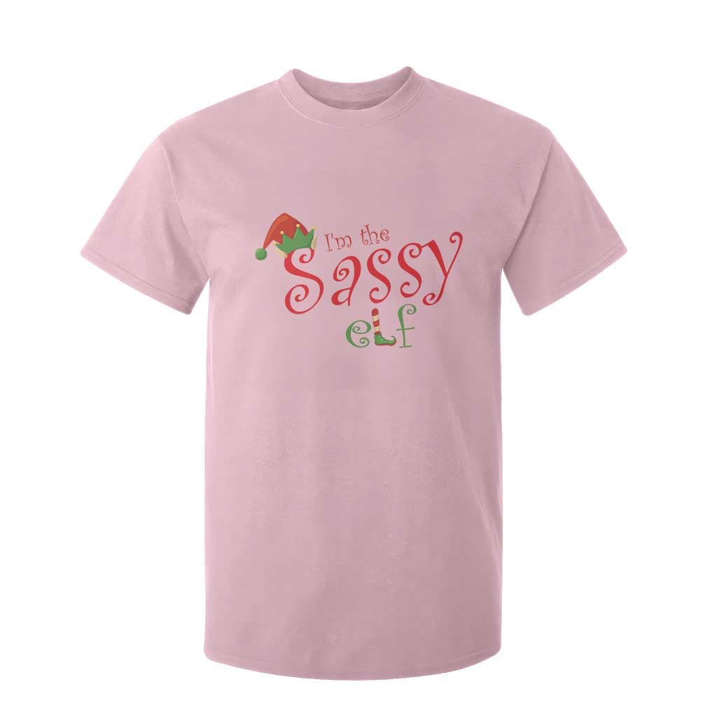 Funny Christmas Elf T Shirt For Kid I'm The Sassy Elf Family Matching TS11 Light Pink Print Your Wear