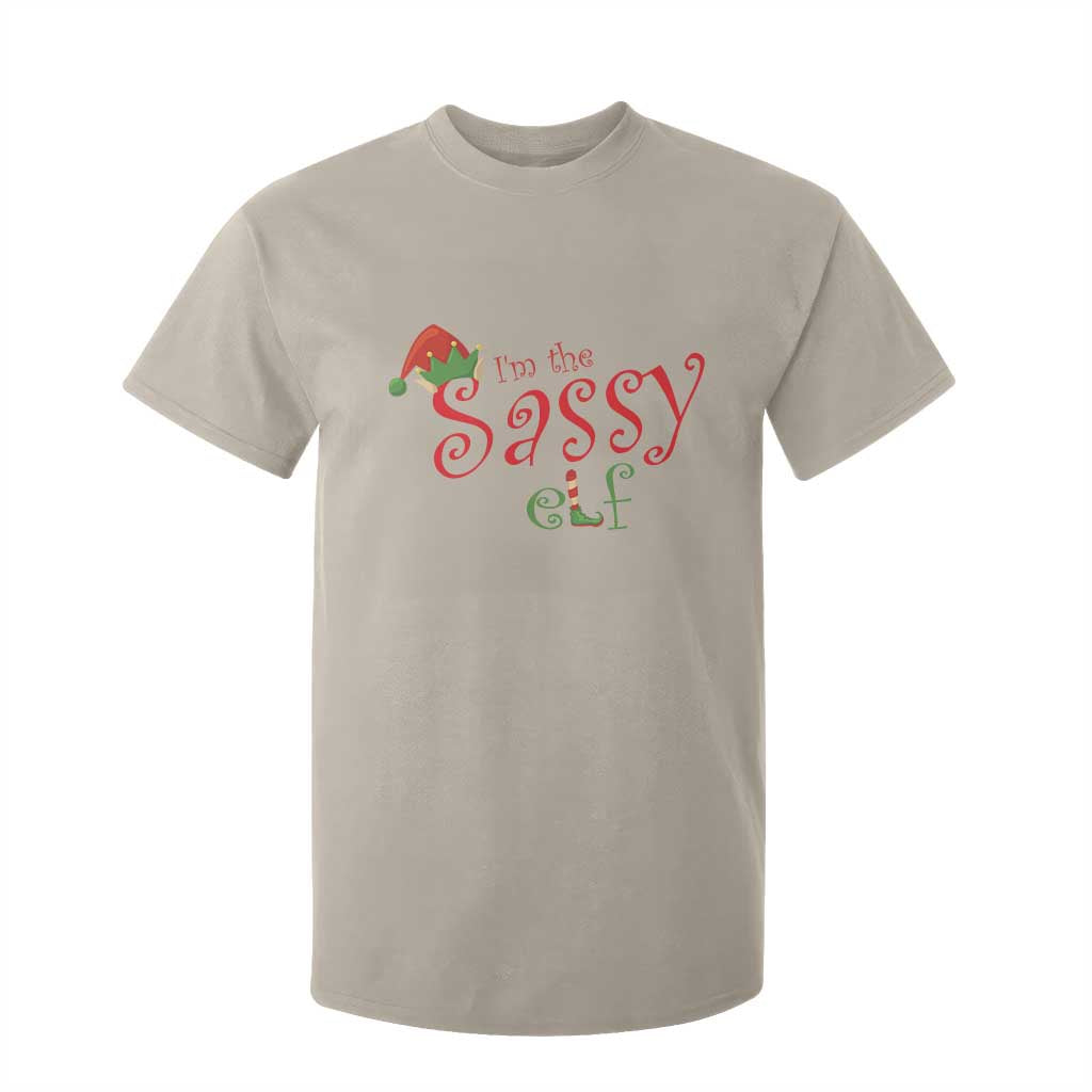 Funny Christmas Elf T Shirt For Kid I'm The Sassy Elf Family Matching TS11 Sand Print Your Wear