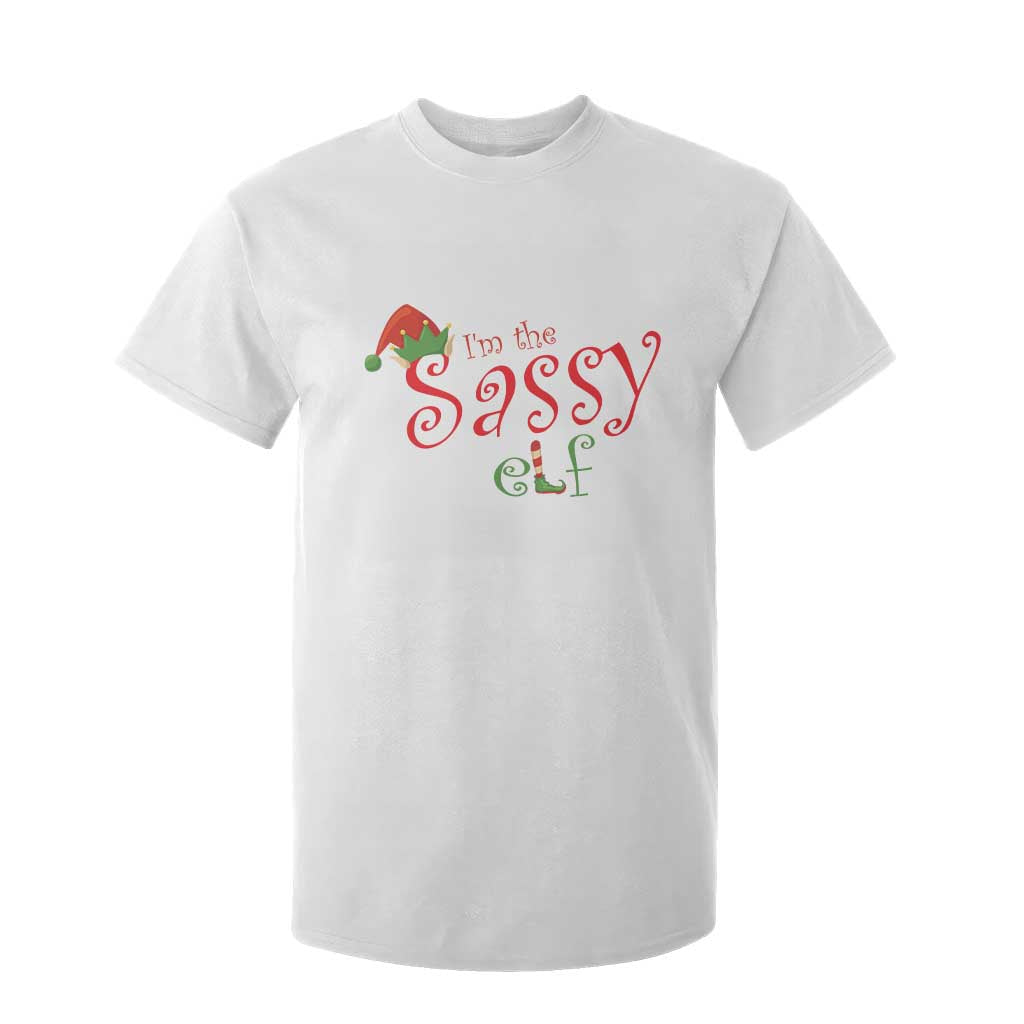 Funny Christmas Elf T Shirt For Kid I'm The Sassy Elf Family Matching TS11 White Print Your Wear