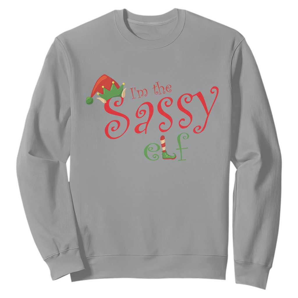 Funny Christmas Elf Sweatshirt I'm The Sassy Elf Family Matching TS11 Sport Gray Print Your Wear