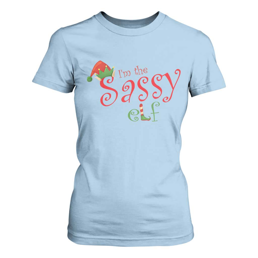 Funny Christmas Elf T Shirt For Women I'm The Sassy Elf Family Matching TS11 Light Blue Print Your Wear