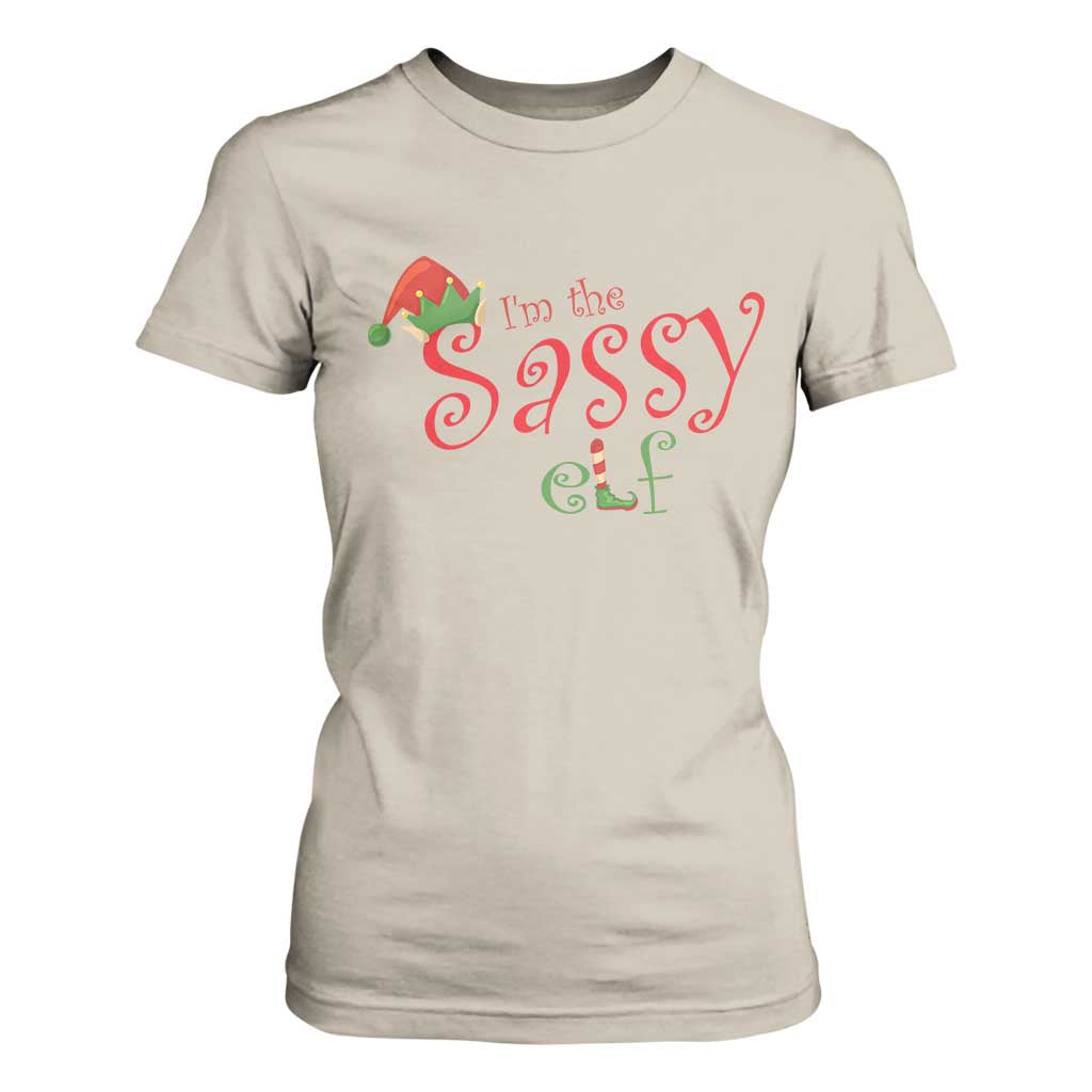 Funny Christmas Elf T Shirt For Women I'm The Sassy Elf Family Matching TS11 Sand Print Your Wear