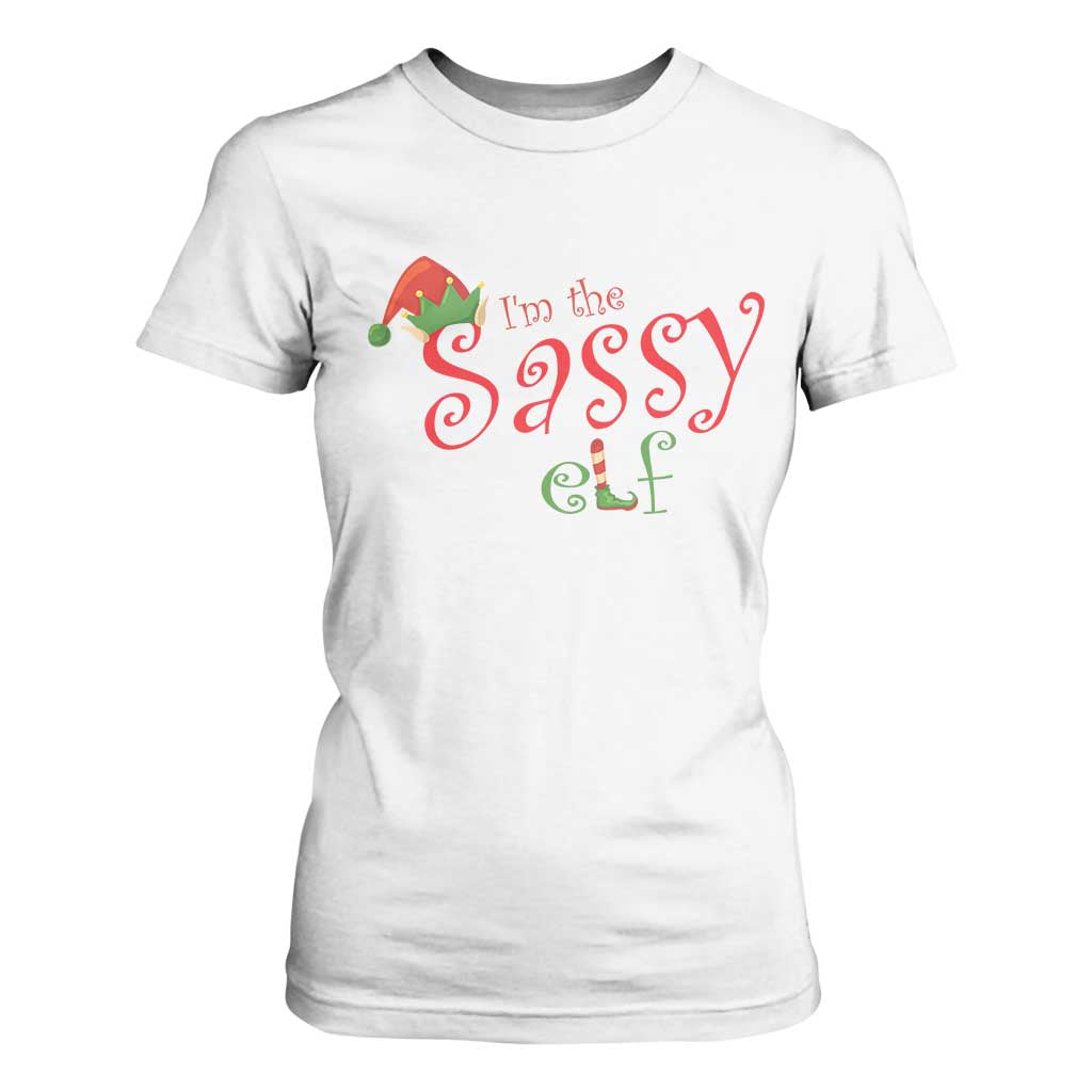 Funny Christmas Elf T Shirt For Women I'm The Sassy Elf Family Matching TS11 White Print Your Wear