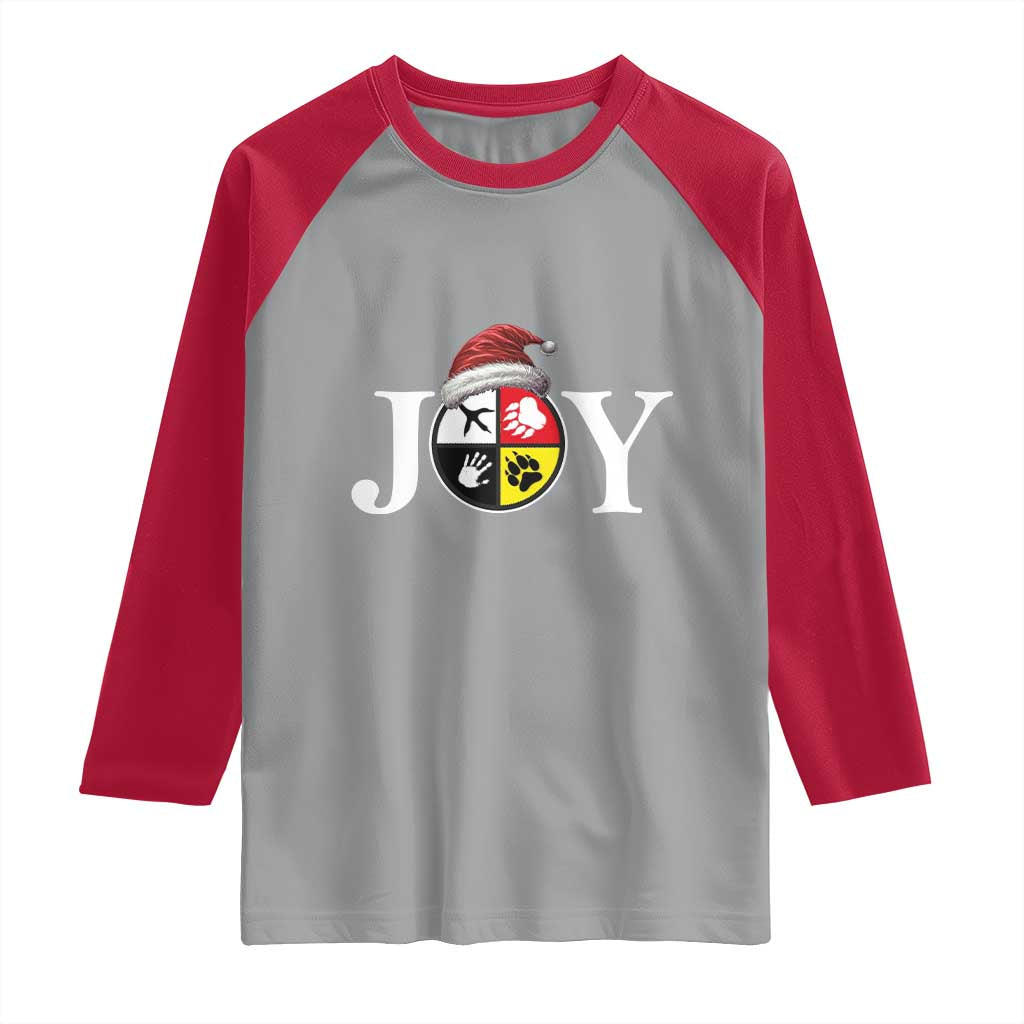 Christmas Native American Joy Medicine Wheel Santa Hat Raglan Shirt TS11 Sport Gray Red Print Your Wear