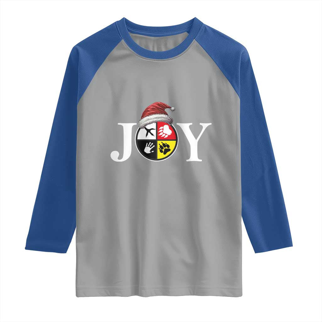Christmas Native American Joy Medicine Wheel Santa Hat Raglan Shirt TS11 Sport Gray Royal Print Your Wear