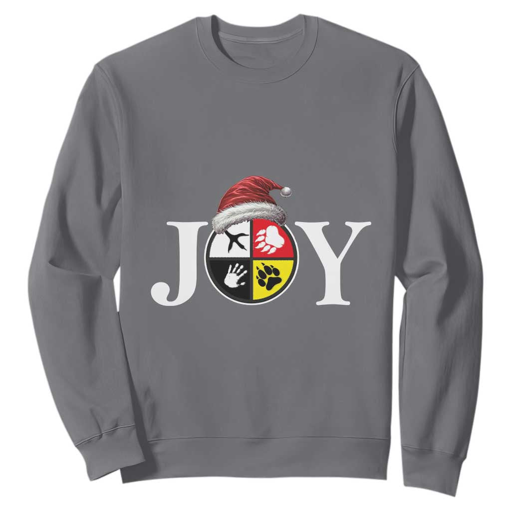 Christmas Native American Joy Medicine Wheel Santa Hat Sweatshirt TS11 Charcoal Print Your Wear