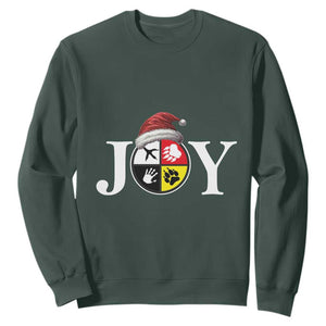 Christmas Native American Joy Medicine Wheel Santa Hat Sweatshirt TS11 Dark Forest Green Print Your Wear