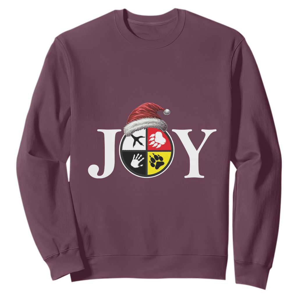 Christmas Native American Joy Medicine Wheel Santa Hat Sweatshirt TS11 Maroon Print Your Wear