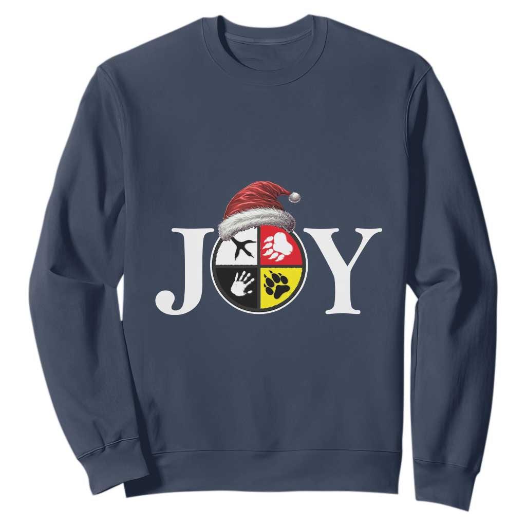 Christmas Native American Joy Medicine Wheel Santa Hat Sweatshirt TS11 Navy Print Your Wear