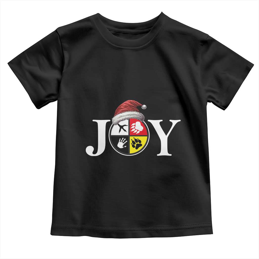 Christmas Native American Joy Medicine Wheel Santa Hat Toddler T Shirt TS11 Black Print Your Wear