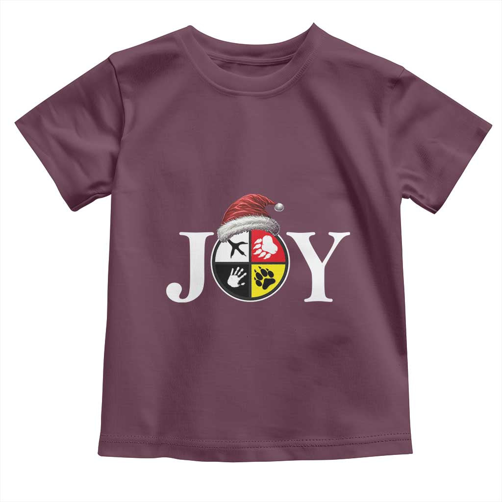 Christmas Native American Joy Medicine Wheel Santa Hat Toddler T Shirt TS11 Maroon Print Your Wear