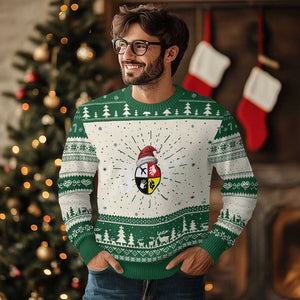 Xmas Native American Joy Medicine Wheel Santa Hat Ugly Christmas Sweater TS11 Green Print Your Wear