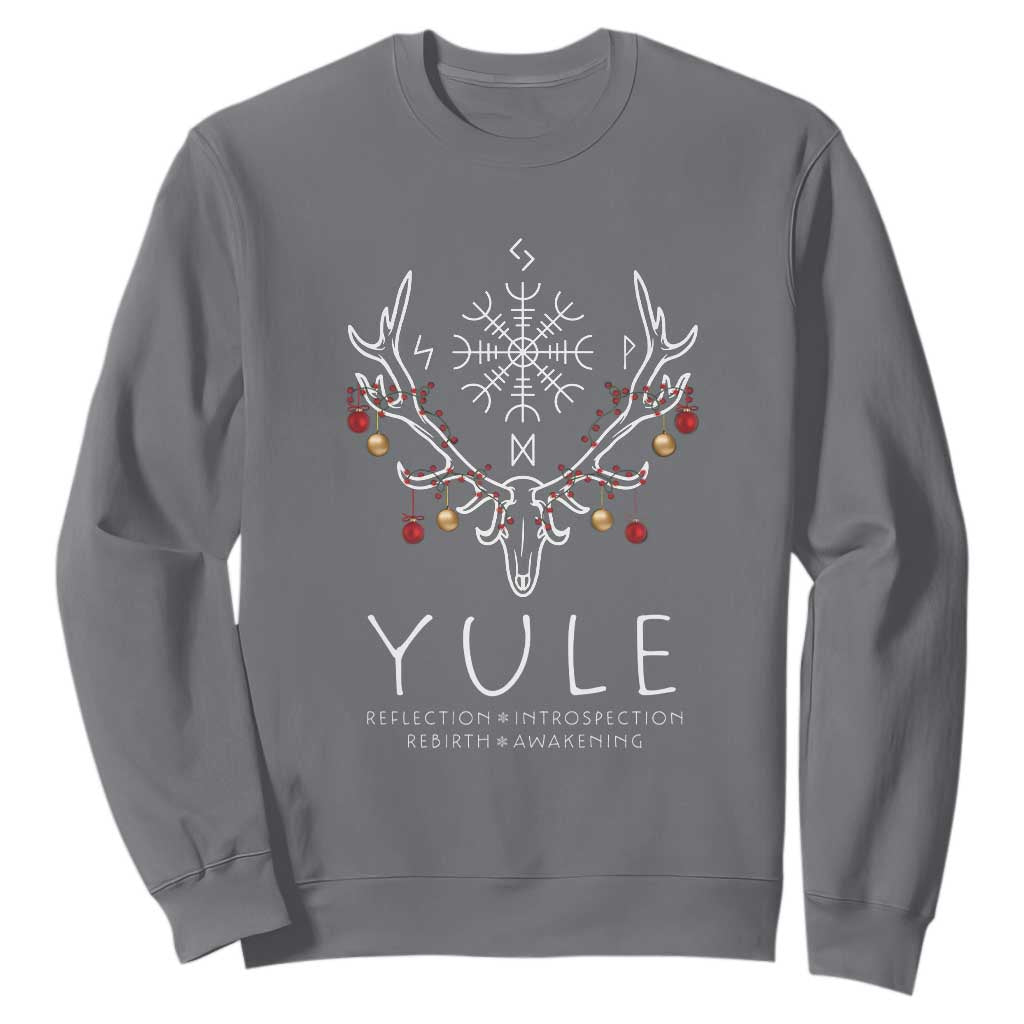 Yule Pagan Sweatshirt Reflection Introspection Rebirth Awakening Vegvsir Symbol TS11 Charcoal Print Your Wear