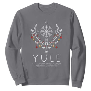 Yule Pagan Sweatshirt Reflection Introspection Rebirth Awakening Vegvsir Symbol TS11 Charcoal Print Your Wear