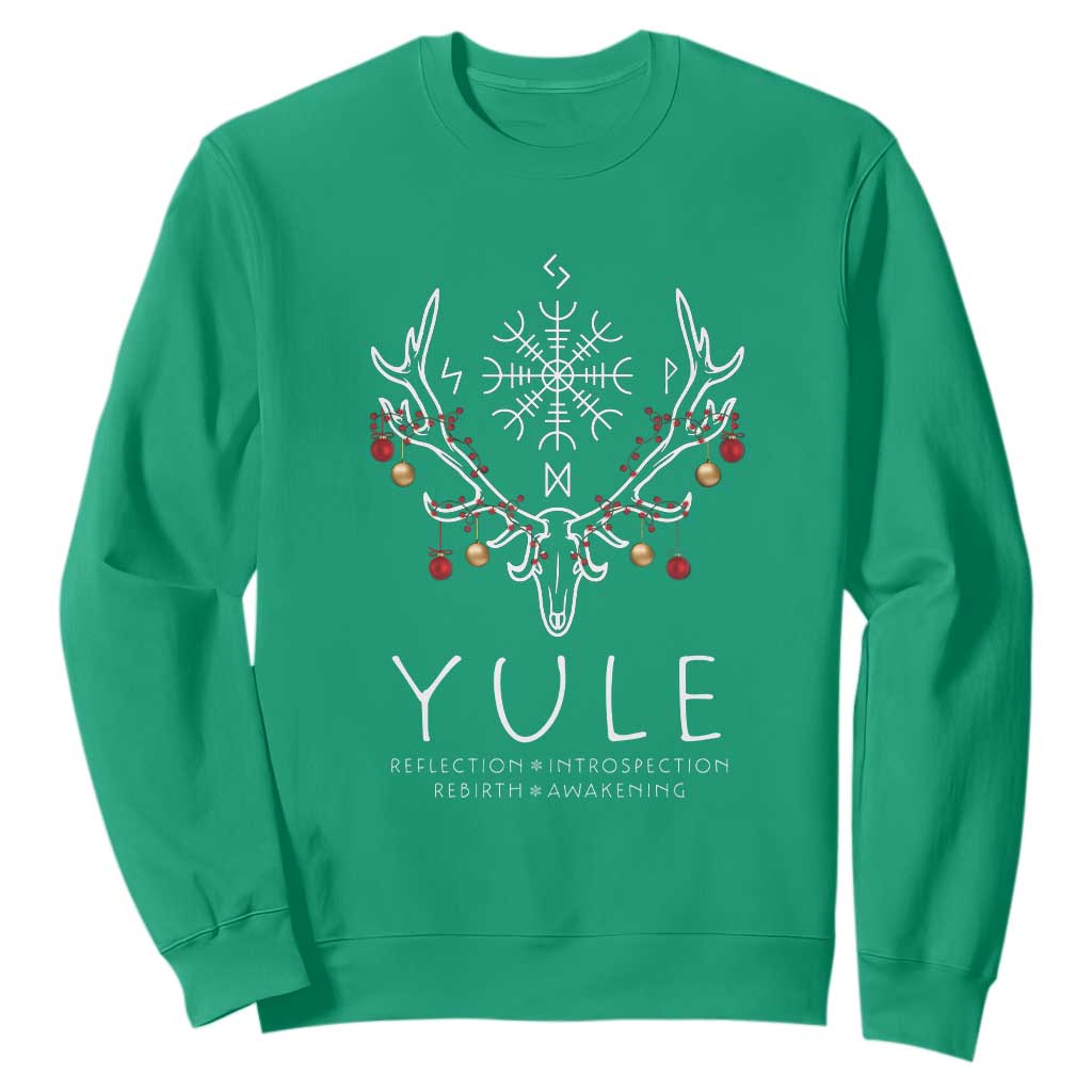 Yule Pagan Sweatshirt Reflection Introspection Rebirth Awakening Vegvsir Symbol TS11 Irish Green Print Your Wear