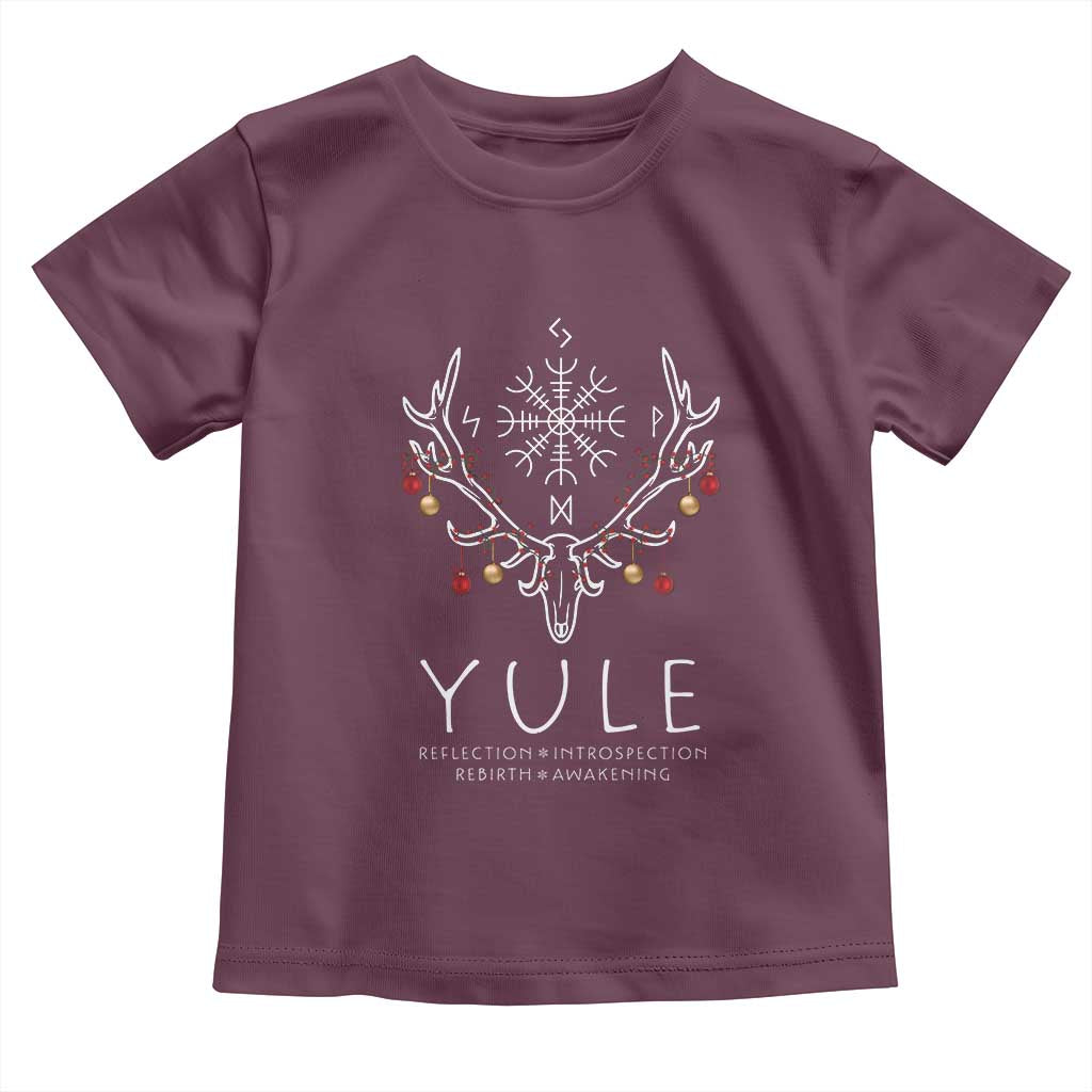 Yule Pagan Toddler T Shirt Reflection Introspection Rebirth Awakening Vegvsir Symbol TS11 Maroon Print Your Wear
