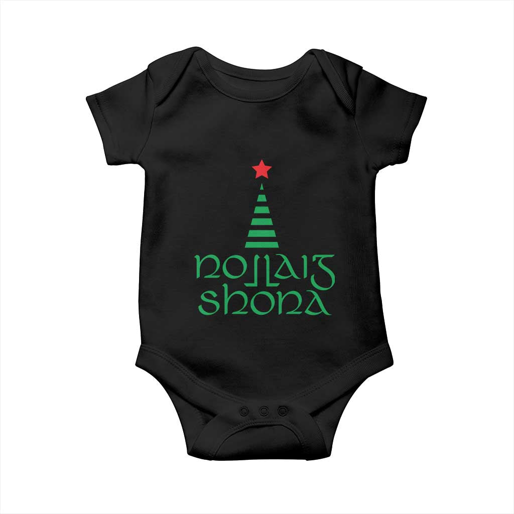 Funny Irish Gaelic Christmas Nollaig Shona Baby Onesie Xmas Tree TS11 Black Print Your Wear