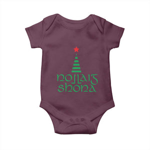 Funny Irish Gaelic Christmas Nollaig Shona Baby Onesie Xmas Tree TS11 Maroon Print Your Wear