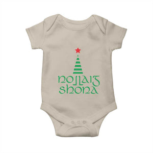 Funny Irish Gaelic Christmas Nollaig Shona Baby Onesie Xmas Tree TS11 Sand Print Your Wear