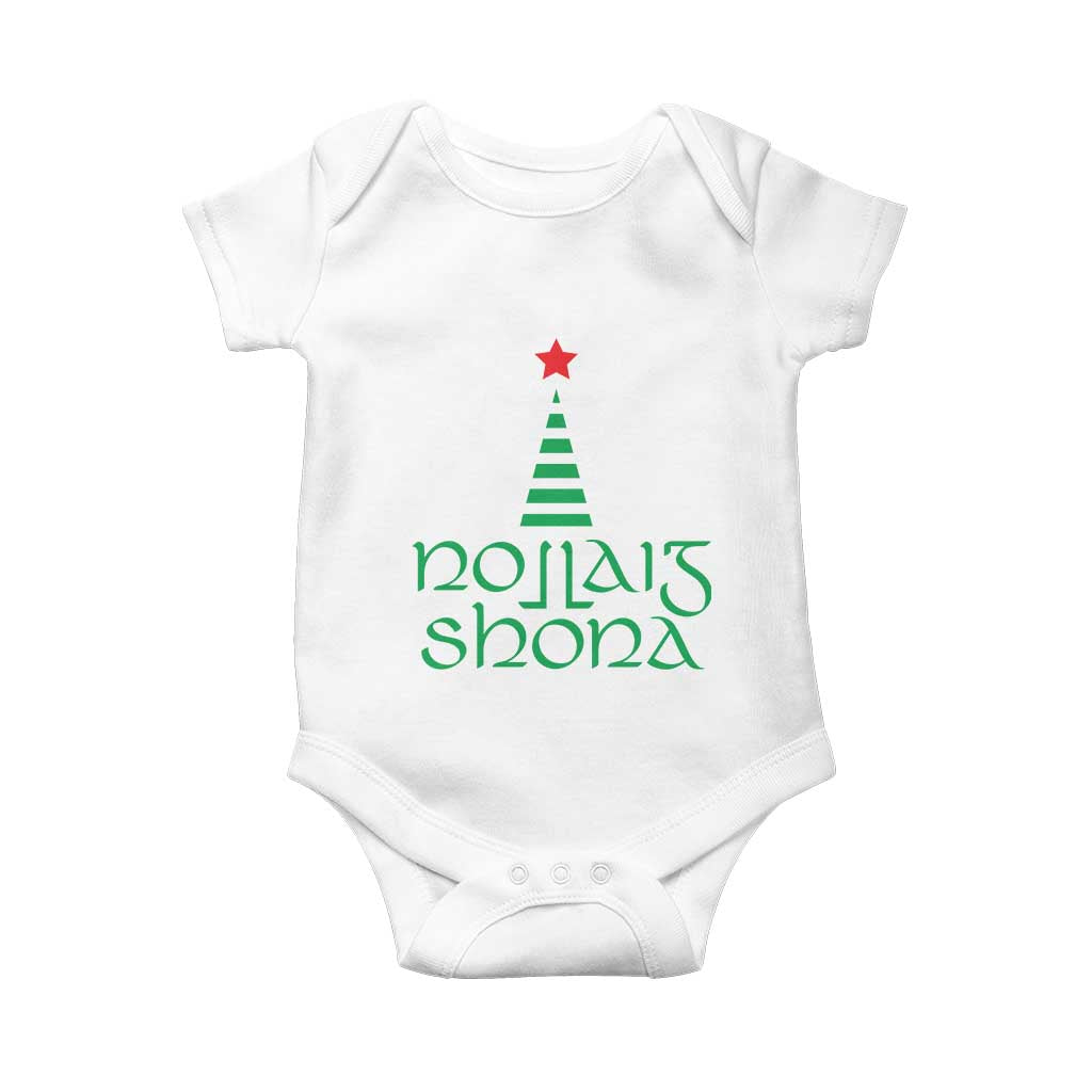 Funny Irish Gaelic Christmas Nollaig Shona Baby Onesie Xmas Tree TS11 White Print Your Wear