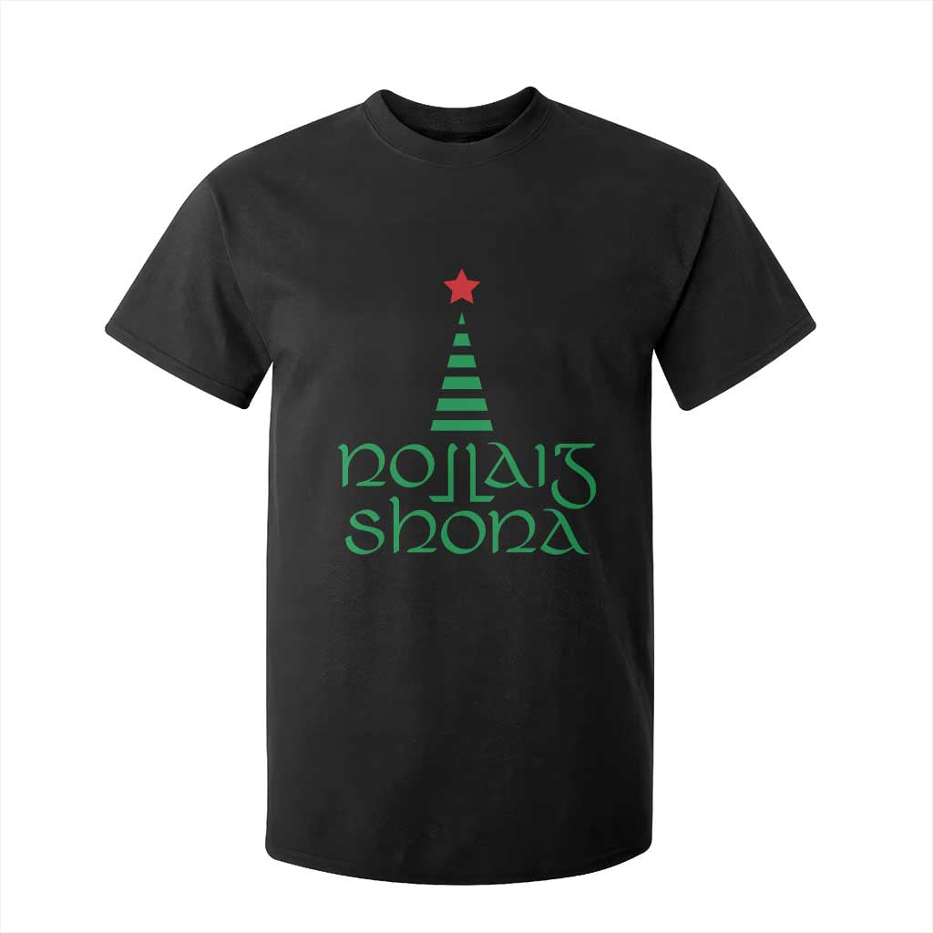Funny Irish Gaelic Christmas Nollaig Shona T Shirt For Kid Xmas Tree TS11 Black Print Your Wear