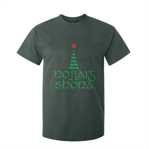 Funny Irish Gaelic Christmas Nollaig Shona T Shirt For Kid Xmas Tree TS11 Dark Forest Green Print Your Wear