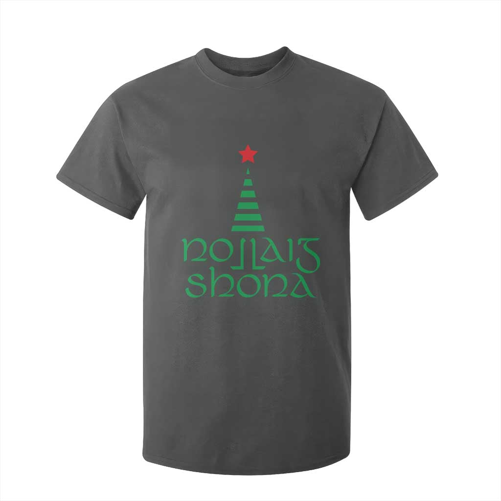 Funny Irish Gaelic Christmas Nollaig Shona T Shirt For Kid Xmas Tree TS11 Dark Heather Print Your Wear