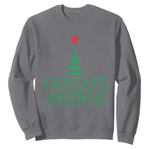 Funny Irish Gaelic Christmas Nollaig Shona Sweatshirt Xmas Tree TS11 Charcoal Print Your Wear