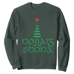 Funny Irish Gaelic Christmas Nollaig Shona Sweatshirt Xmas Tree TS11 Dark Forest Green Print Your Wear