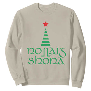 Funny Irish Gaelic Christmas Nollaig Shona Sweatshirt Xmas Tree TS11 Sand Print Your Wear