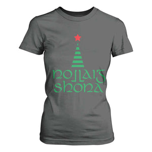 Funny Irish Gaelic Christmas Nollaig Shona T Shirt For Women Xmas Tree TS11 Dark Heather Print Your Wear